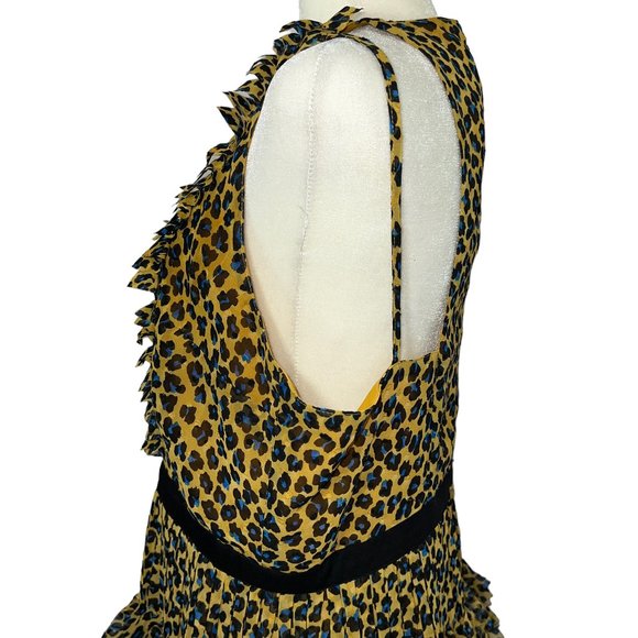 The cutest dress! Foxiedox Leopard Print Accordian Pleat Ruffled Mini Dr… - Picture 9 of 11